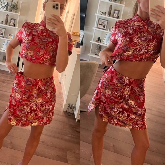 PrettyLittleThing Red Silk China Doll Set BNWT - Picture 1 of 1
